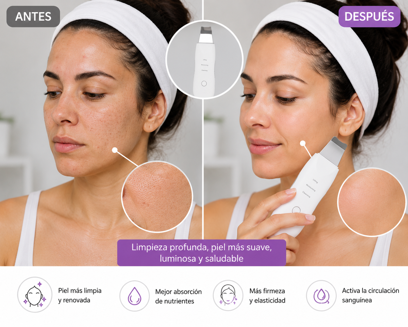 Paleta Ultrasonica Recargable Skin Scrubber